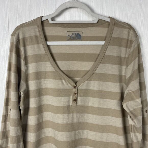 The North Face Woman’s Striped 3/4 Sleeve Shirt Top Size Large. - Picture 2 of 8
